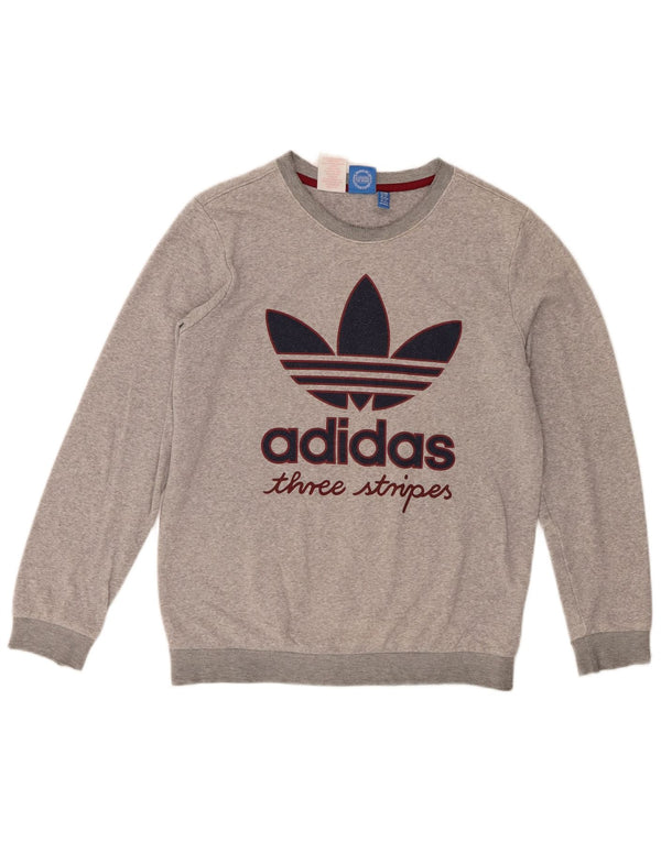 Adidas Sweat-shirt à trois bandes pour garçon 13-14 ans Gris moucheté
