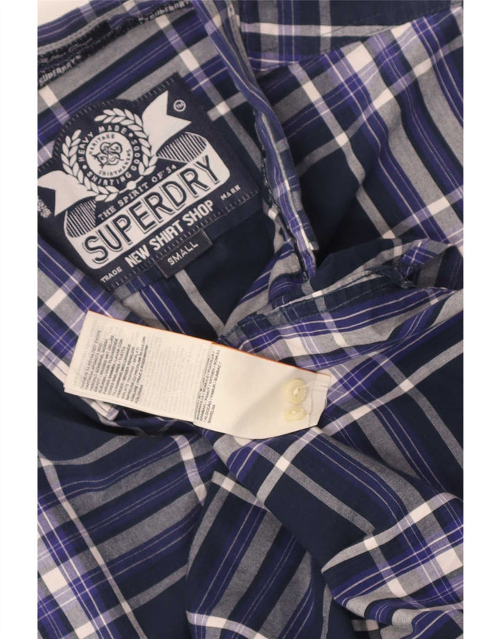 Superdry Chemise Homme Petit Carreau Bleu Marine Coton