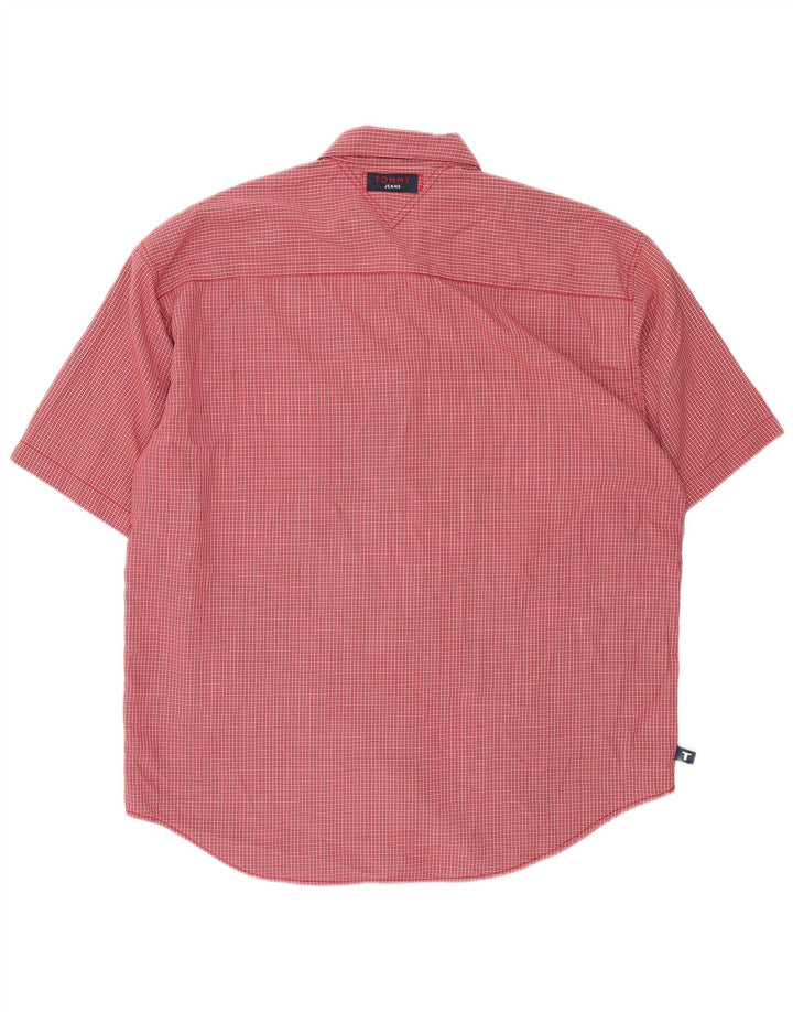 Tommy Hilfiger Chemise à manches courtes pour hommes XL Rouge Vichy Polyester