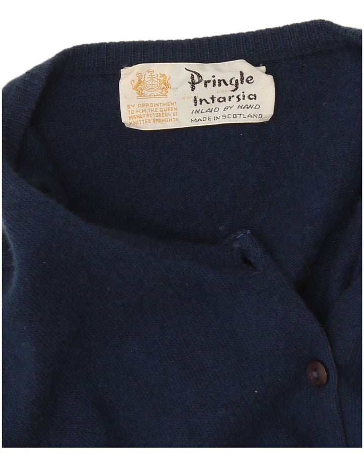 Pringle Cardigan pour femme UK 14 Bleu marine moyen Argyle/Diamant