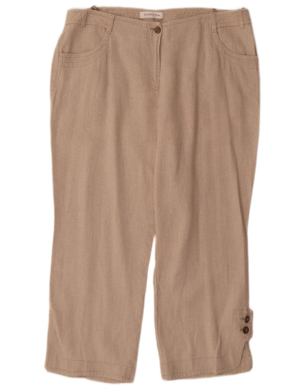 Hirsch Pantalon large décontracté pour femme UK 18 XL W36 L26 Lin beige