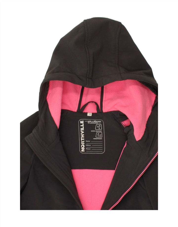 VINTAGE Girls Hooded Rain Jacket 7-8 Years Grey Polyester Vintage Vintage and Second-Hand Vintage from Messina Hembry 
