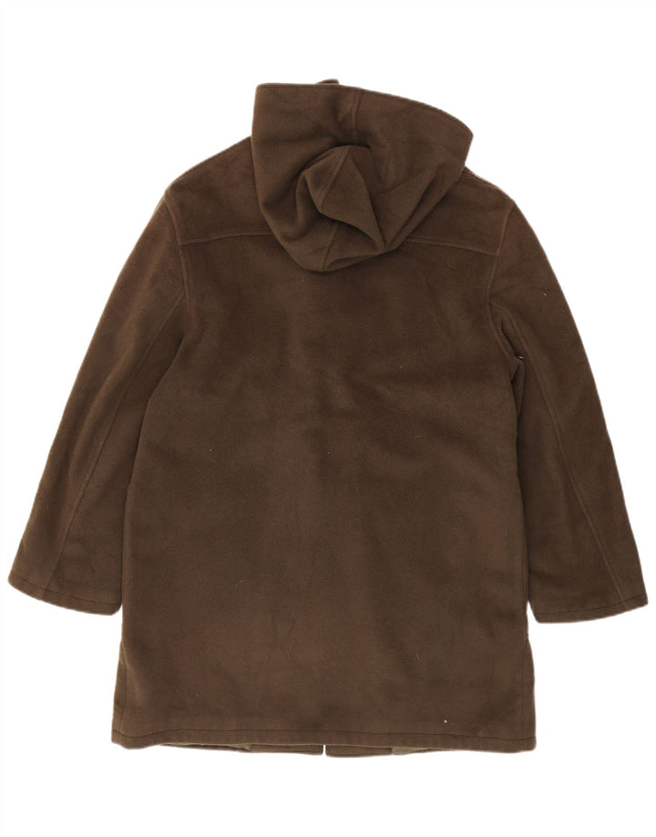 vintage Femme À Capuchon Duffle Coat IT 46 Grande Laine Vierge Kaki