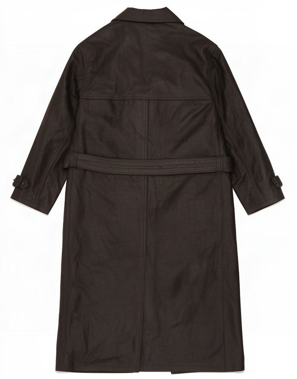 Vintage Manteau en cuir à double boutonnage pour homme UK 42 XL Noir