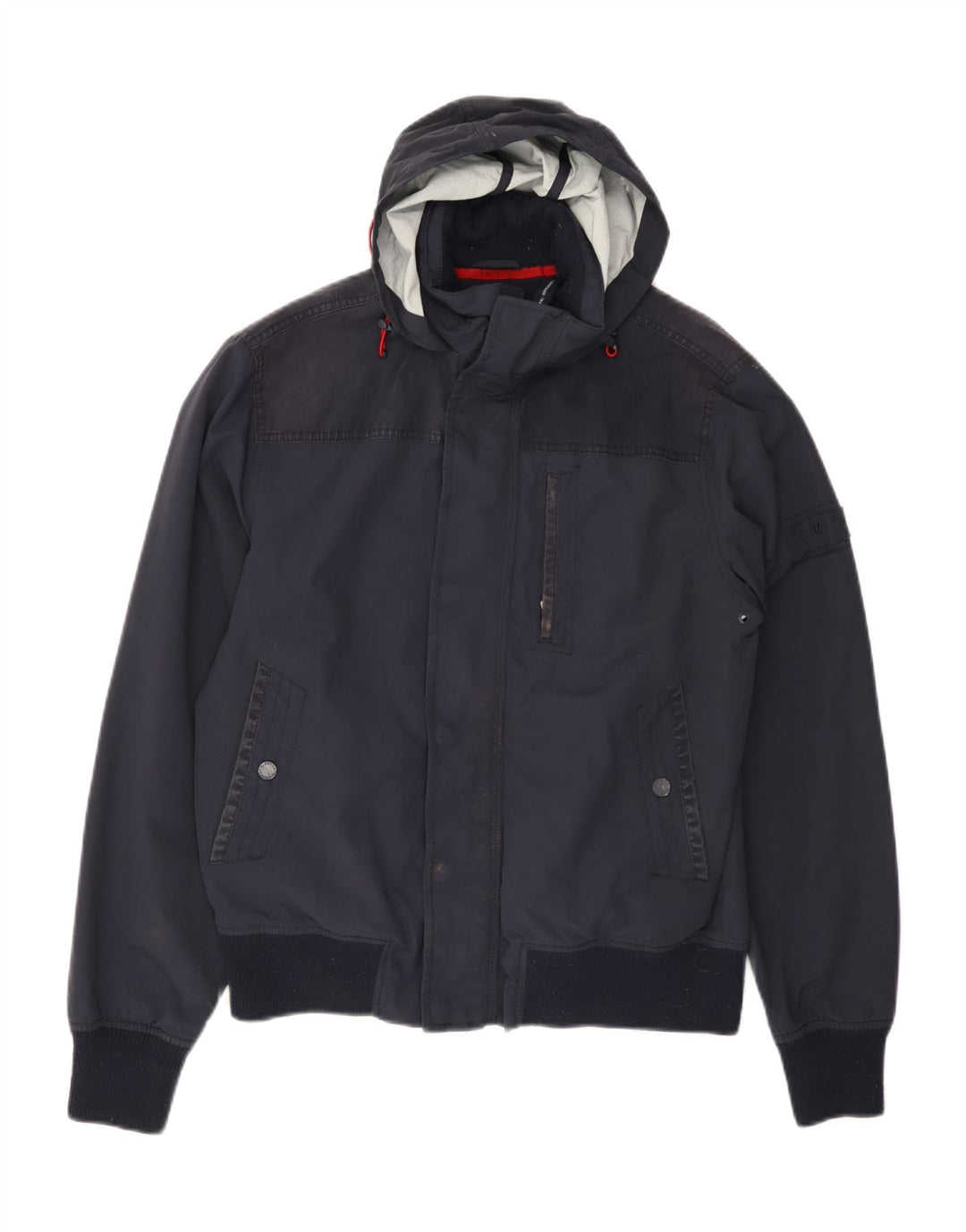 Fat Face Veste bomber à capuche pour homme UK 36 Petit Bleu Marine Polyester