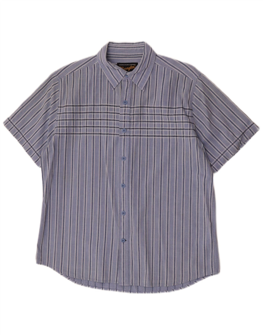 Wrangler Chemise à manches courtes pour homme en coton à rayures bleues