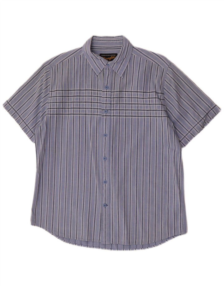 Wrangler Chemise à manches courtes pour homme en coton à rayures bleues
