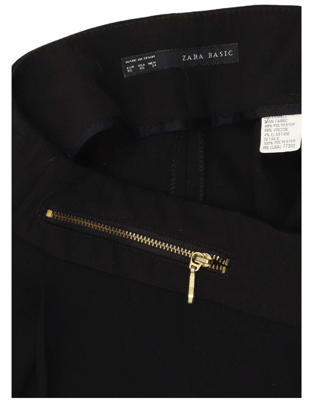 ZARA Short décontracté taille haute pour femme XS W24 Noir Polyester