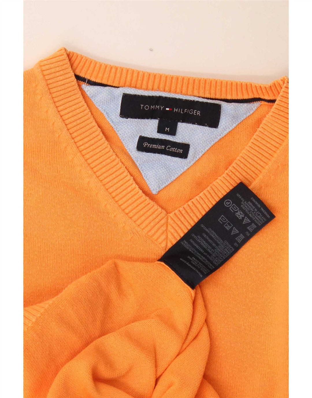 Tommy Hilfiger Pull Col V Homme Orange Moyen Coton