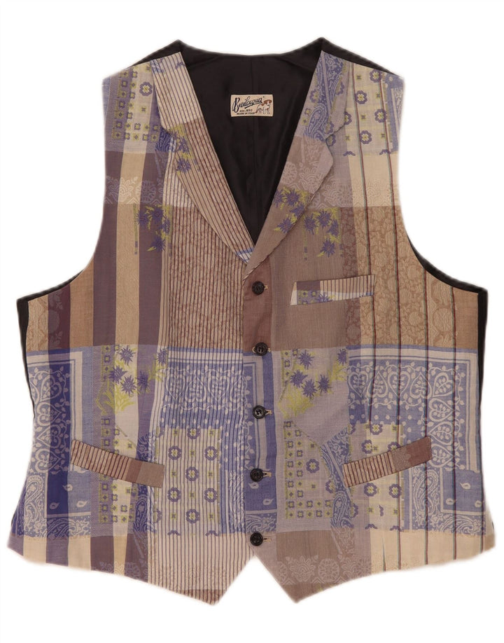 Gilet Homme Vintage XL Multicolore Patchwork Coton