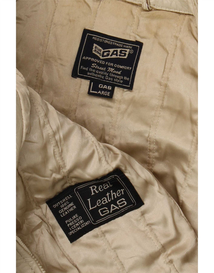 Gas Veste de course en cuir pour homme UK 40 Large Beige Colourblock
