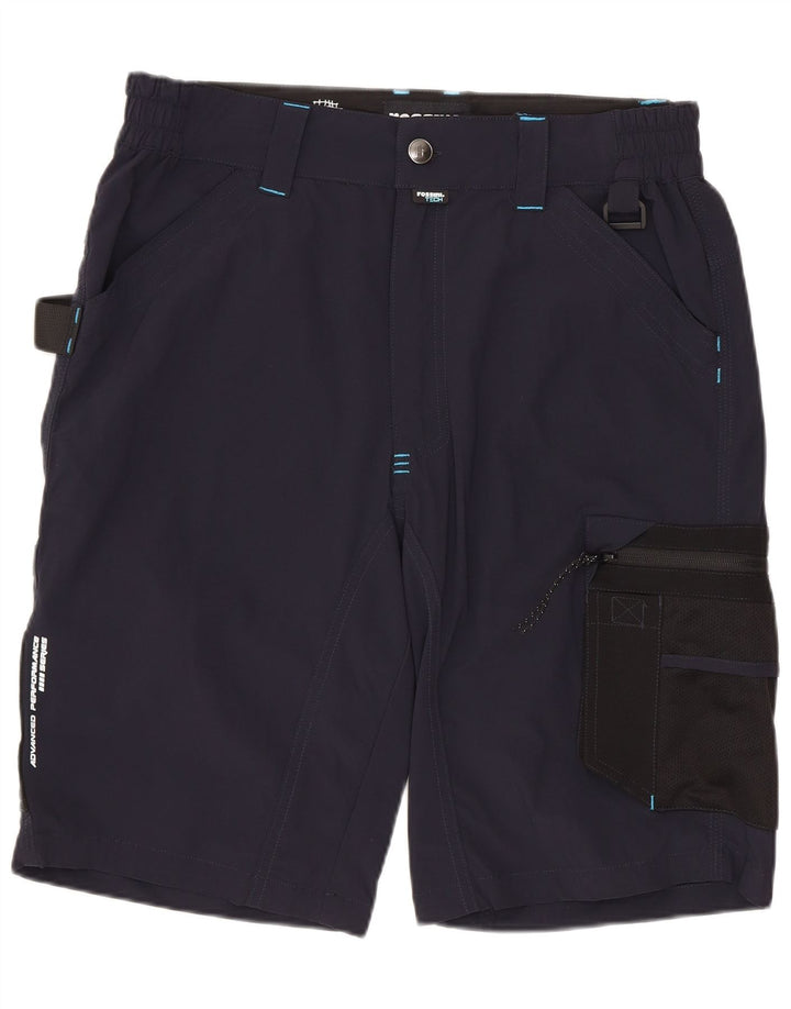VINTAGE Short Cargo Homme Moyen W30 Bleu Marine Polyamide