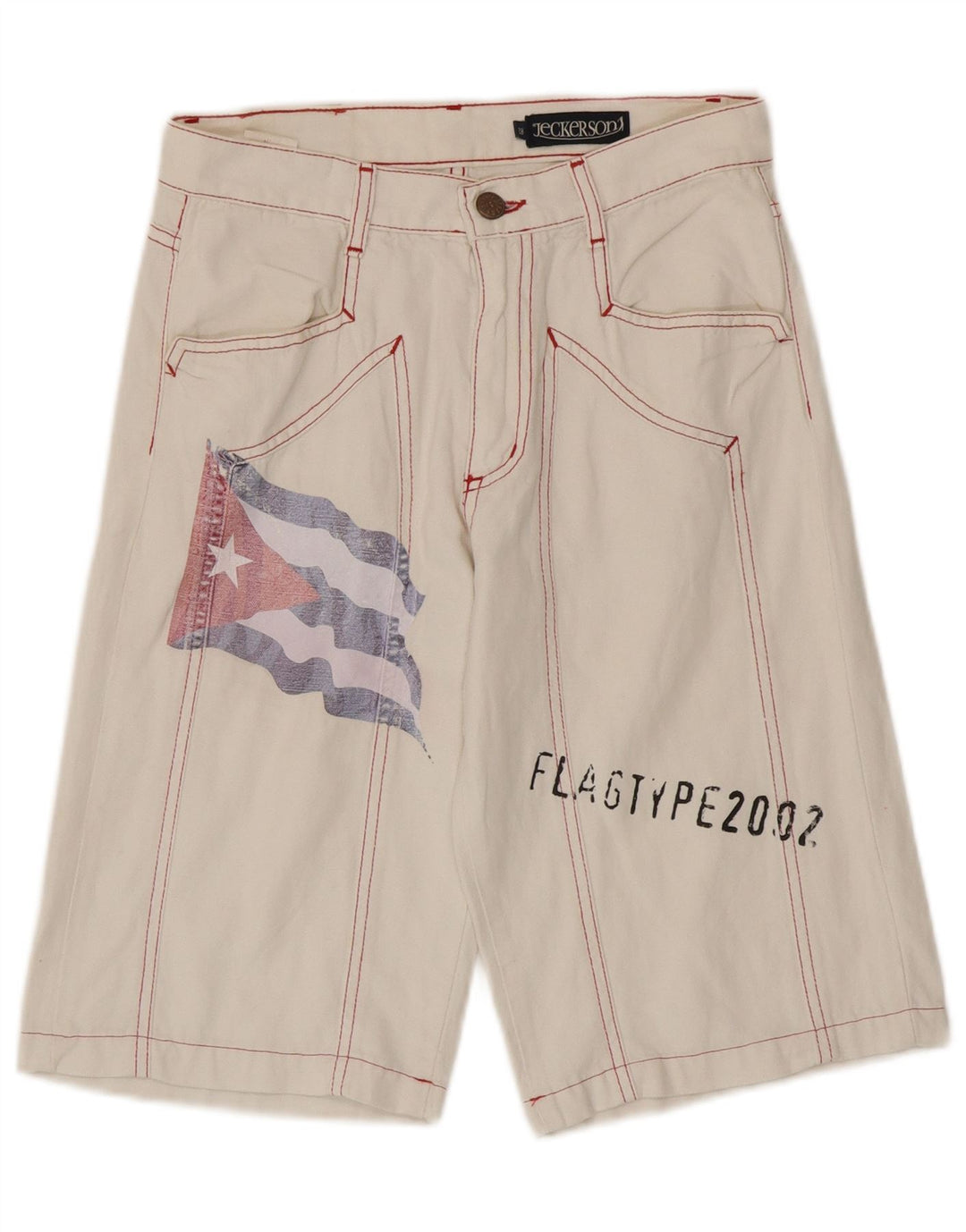Jeckerson Bermuda graphique pour hommes W28 petit coton blanc