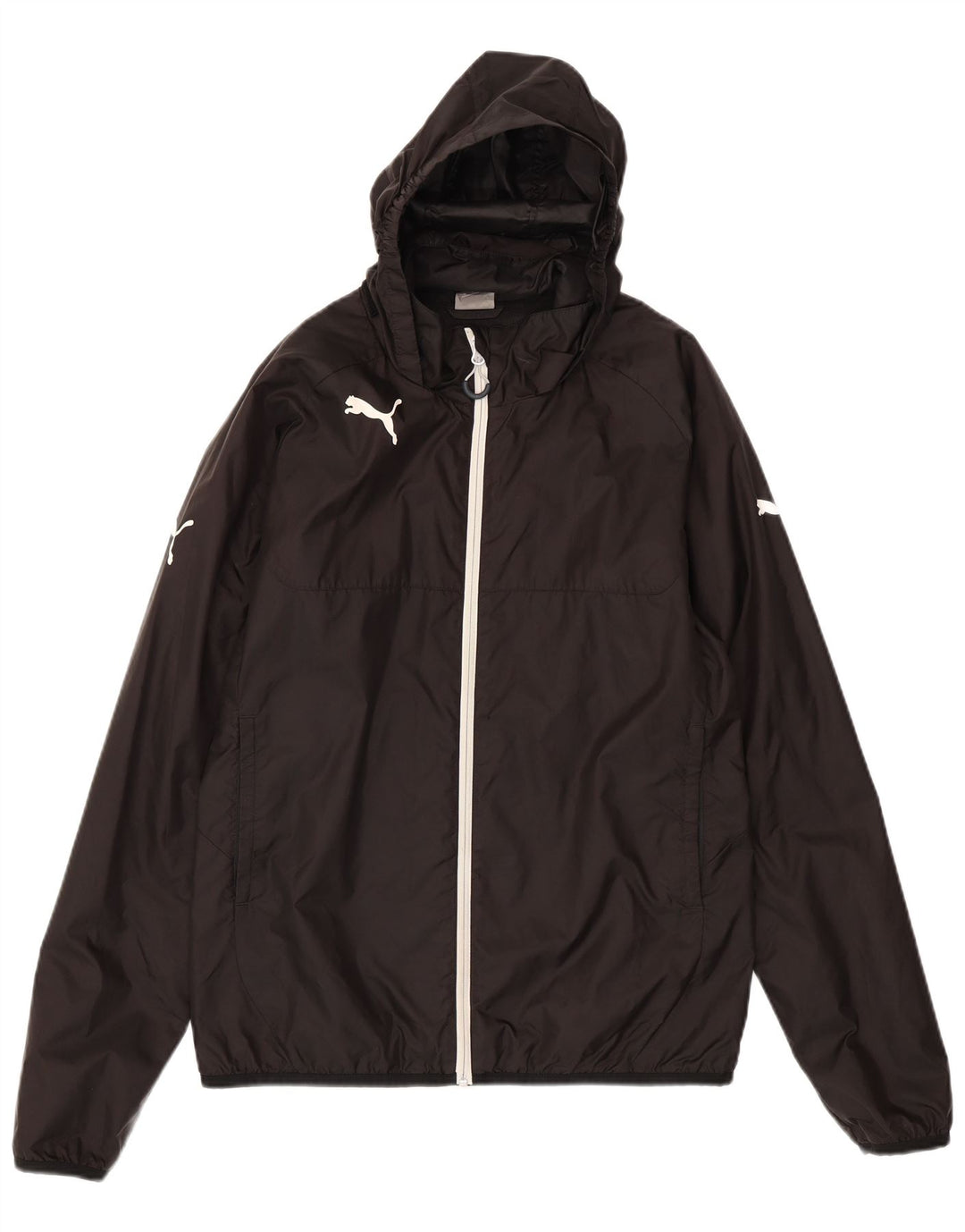 PUMA Mens Hooded Rain Jacket UK 38 Medium Black Nylon