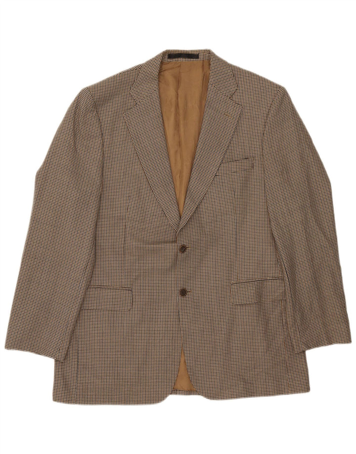 Marks & Spencer Veste blazer longue pour homme UK 42 Grand pied-de-poule beige