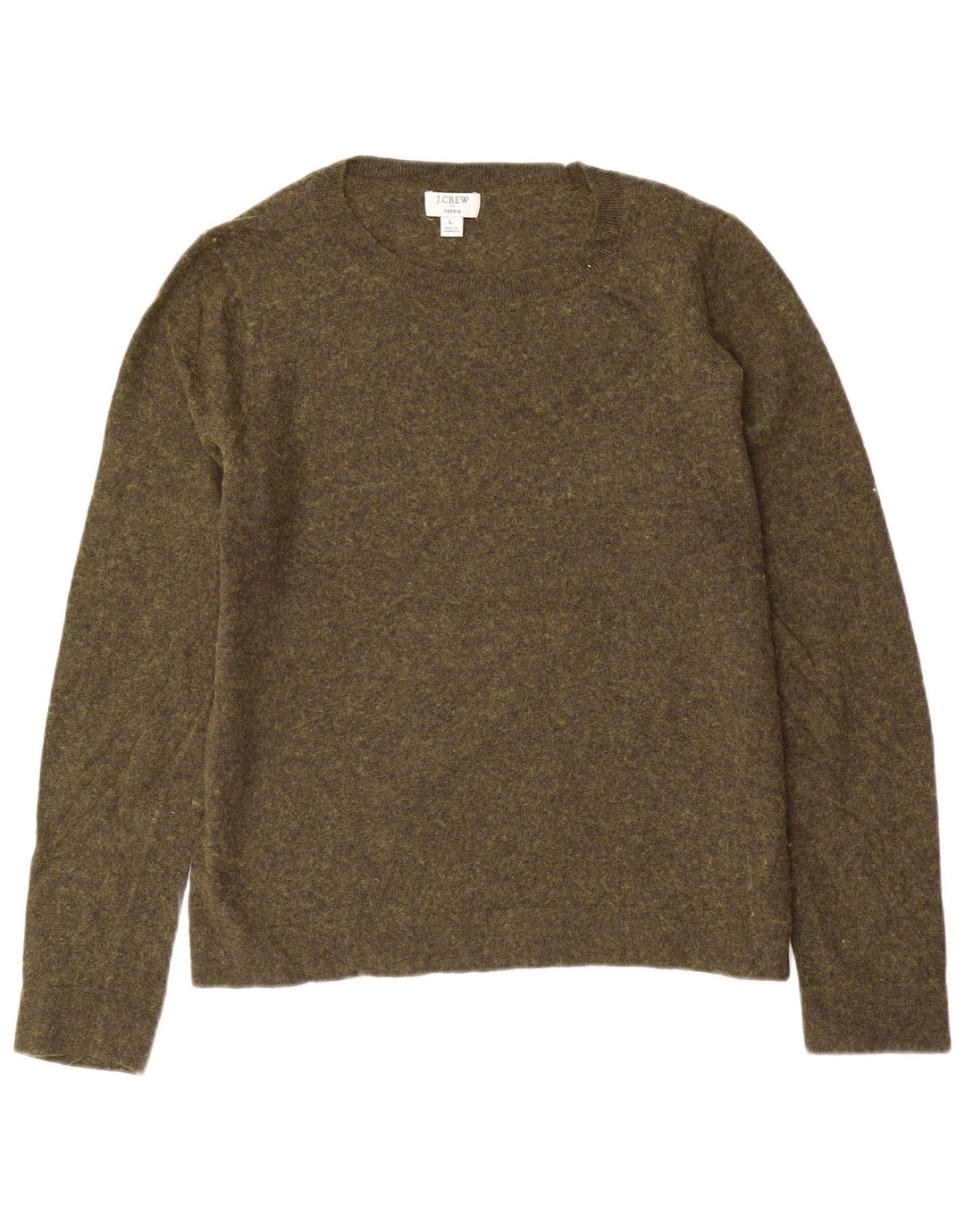 J. CREW Pull Teddie à col bateau pour femme UK 16 Large Vert Moucheté