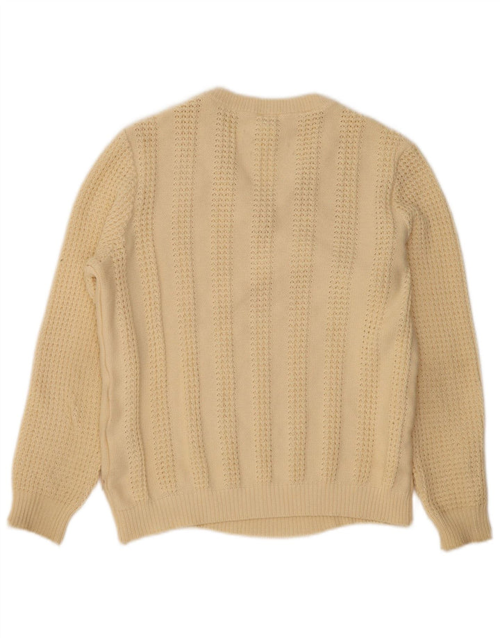 Mona Pull col en V pour femme UK 12 Coton beige moyen