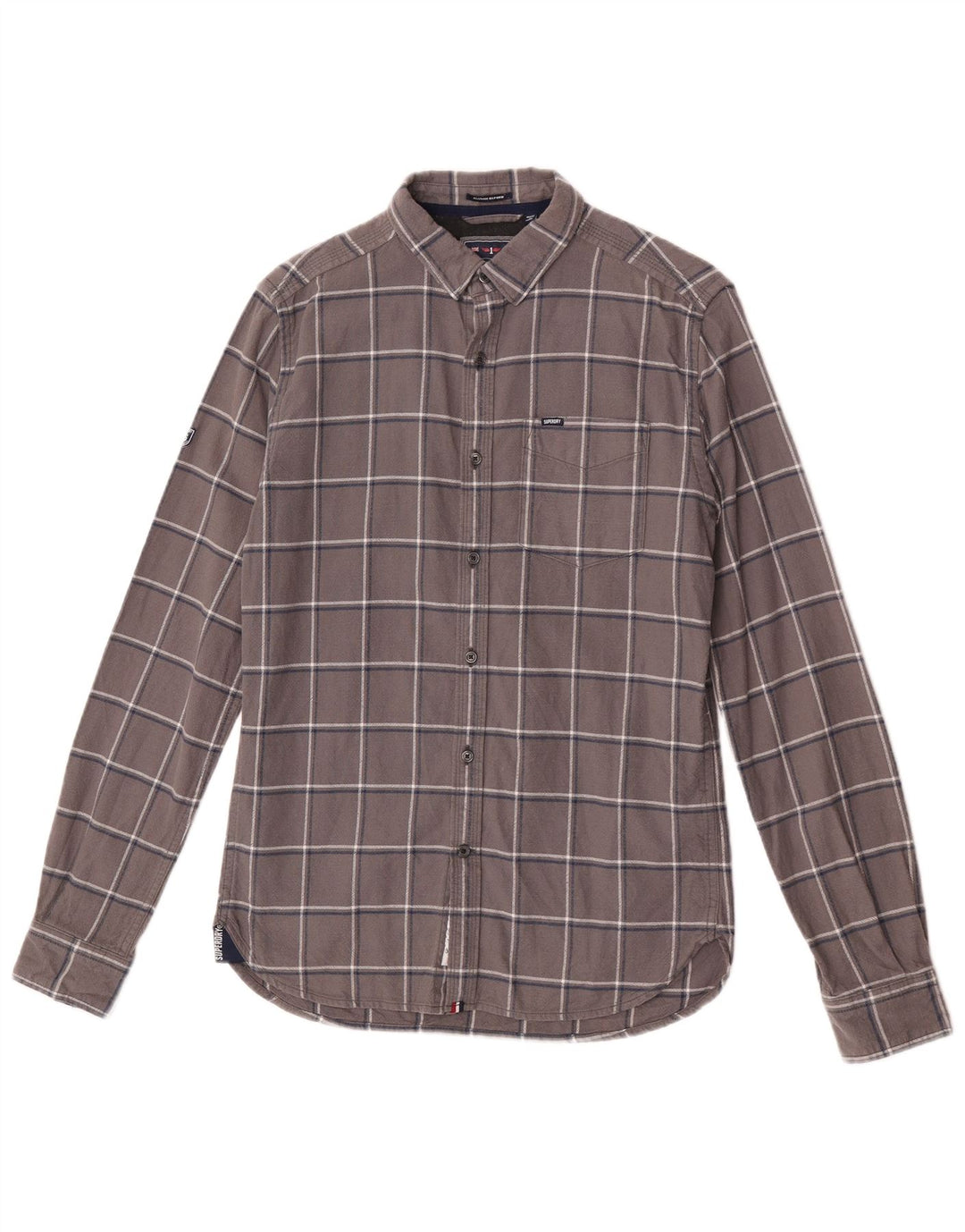 Superdry Chemise En Flanelle Petit Carreau Gris Coton Homme