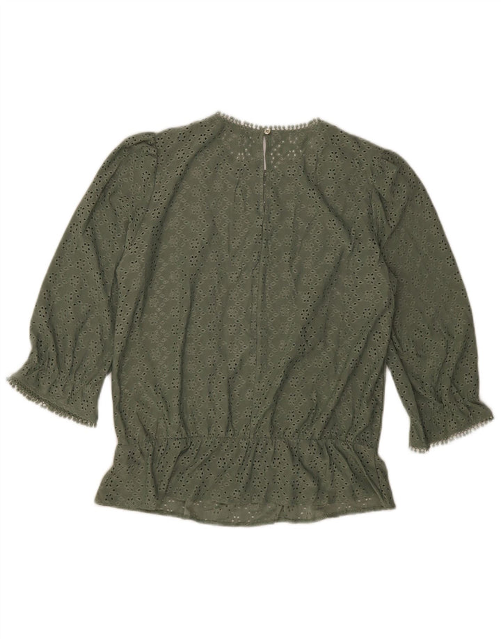 Oasis Chemisier à manches 3/4 pour femme UK 12 Vert moyen Polyester