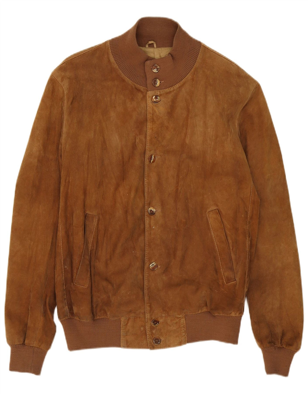 vintage Mens Suede Bomber Jacket UK 40 Grand Cuir Beige