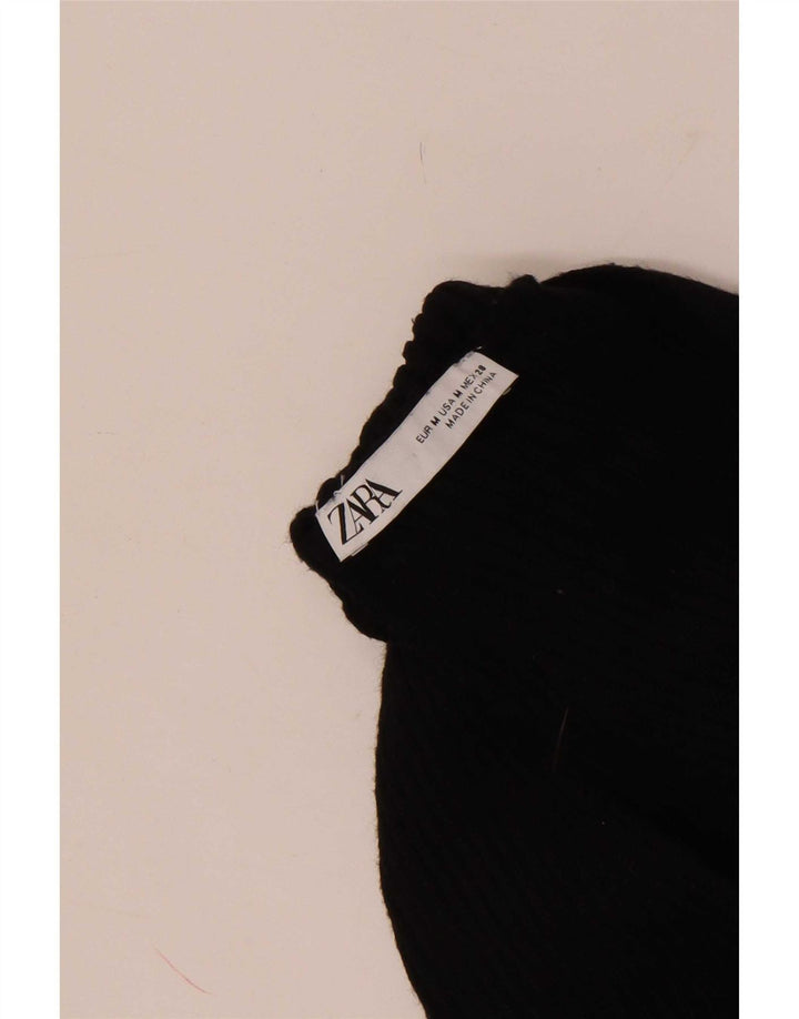 Zara Womens Knit Arm Top UK 12 Moyen Noir