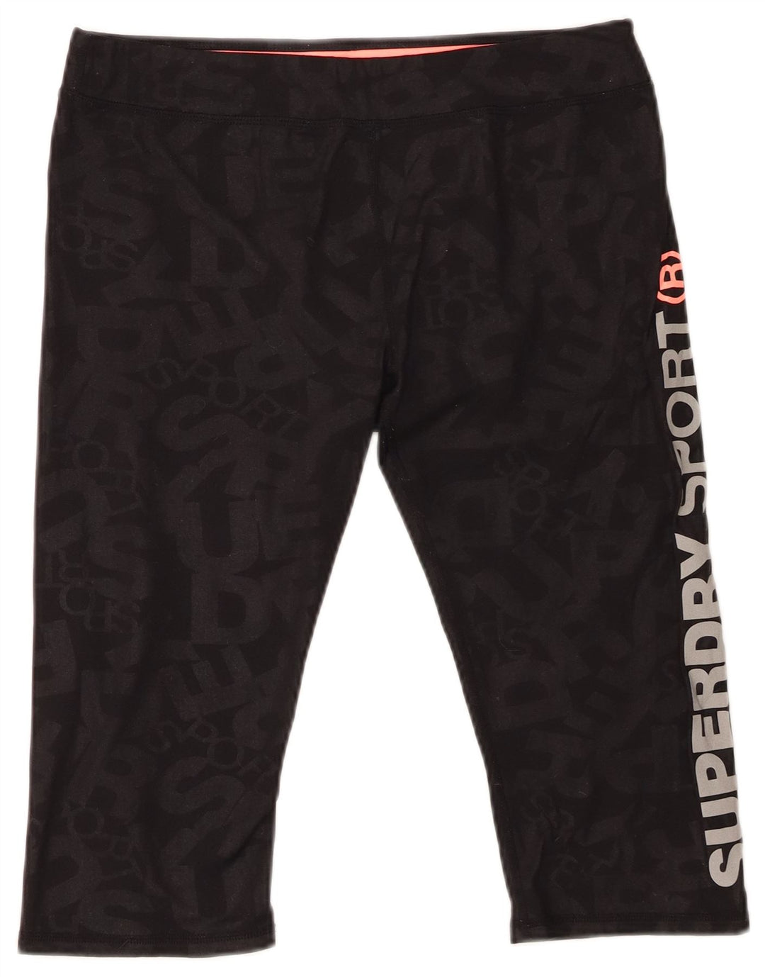SUPERDRY Short de sport graphique pour femme UK 14 Large Noir Polyester