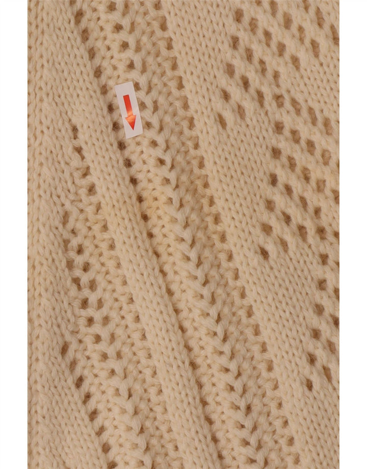 Sisley Femme Poncho Jumper Taille Unique Laine Blanc Cassé