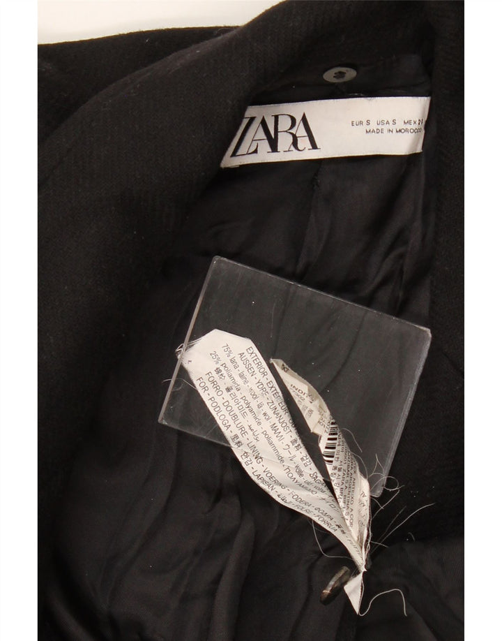 ZARA Manteau Femme UK 10 Petite Laine Noire