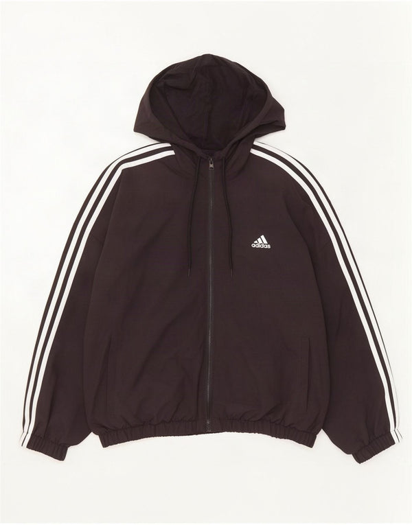 Adidas Veste de survêtement surdimensionnée à capuche pour femme UK 20/22 XL Nylon noir