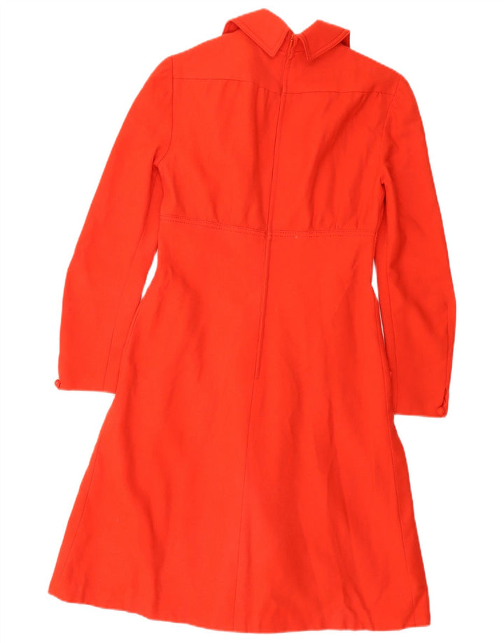 VINTAGE Robe trapèze à manches longues pour femmes EU 38 Laine neuve rouge moyen