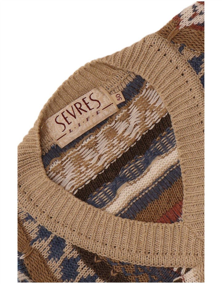 Sevres Pull Col V Homme IT 50 Moyen Multicolore Géométrique