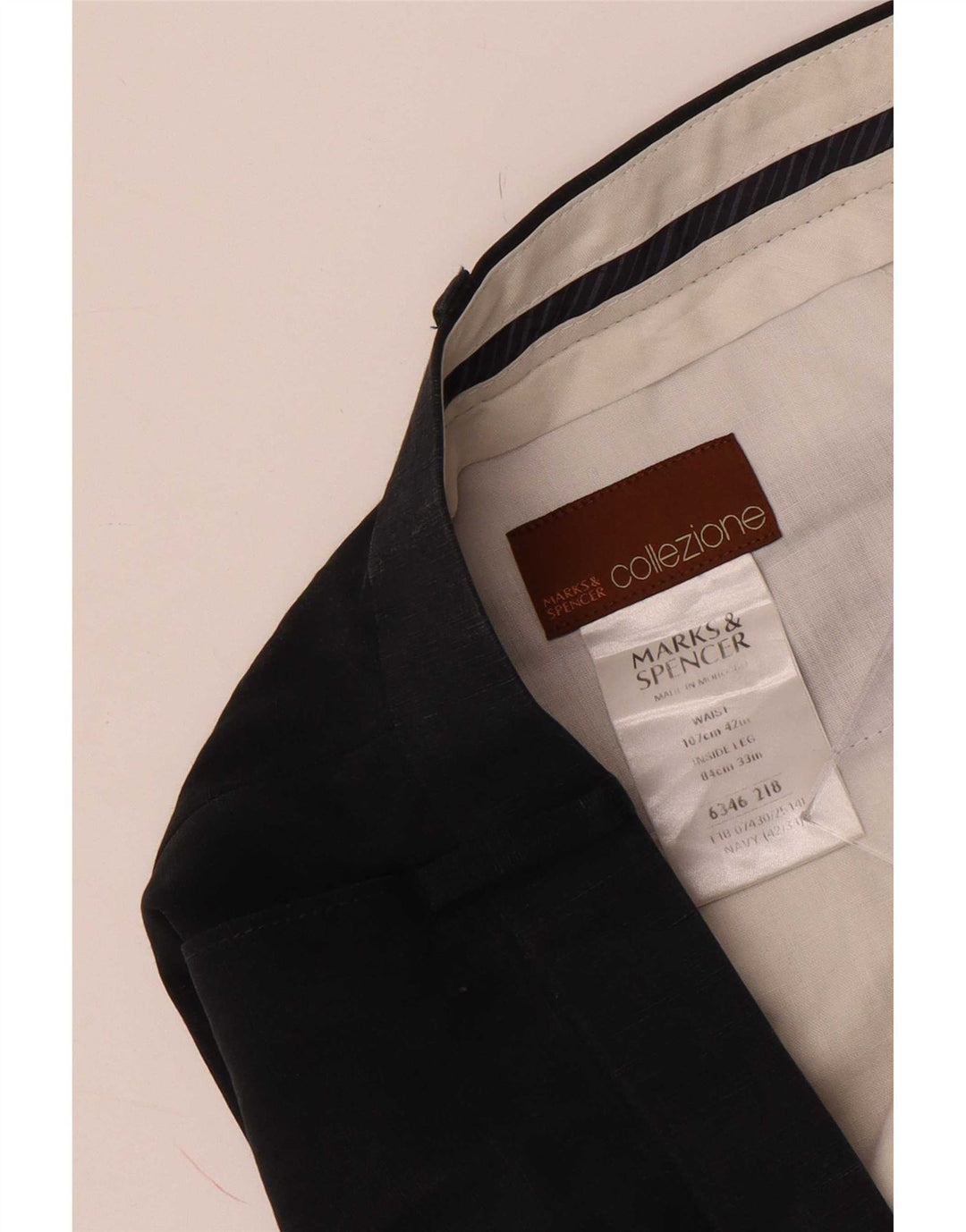 Marks & Spencer Pantalon de costume pour homme W42 L33 Bleu marine Lyocell