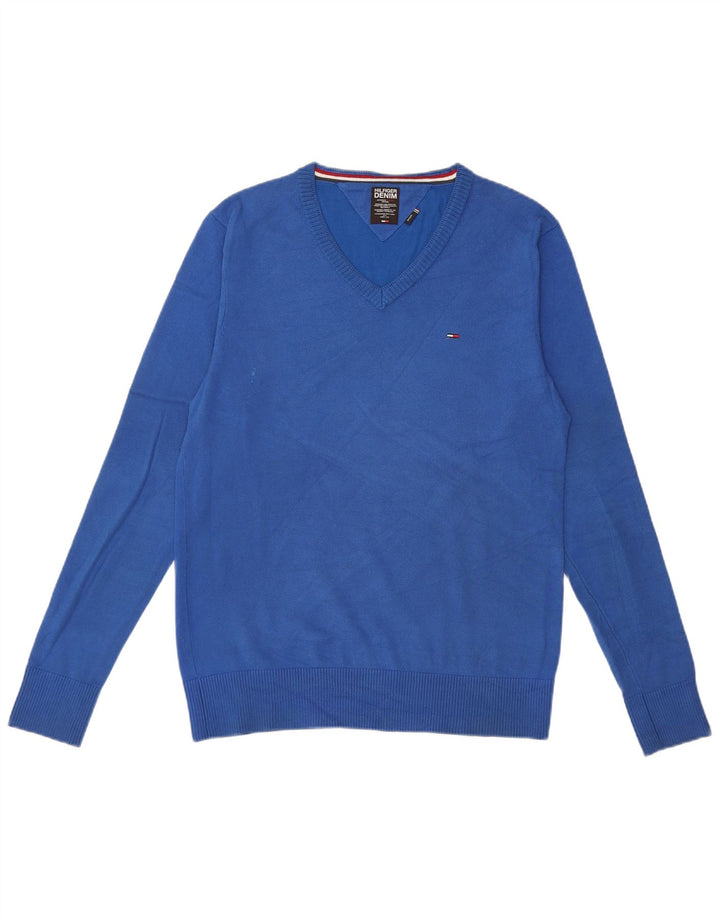 Tommy Hilfiger Pull Col V Homme Bleu Moyen Coton