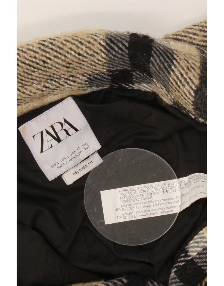 Zara Veste utilitaire pour homme UK 40 Large Beige Check Polyester