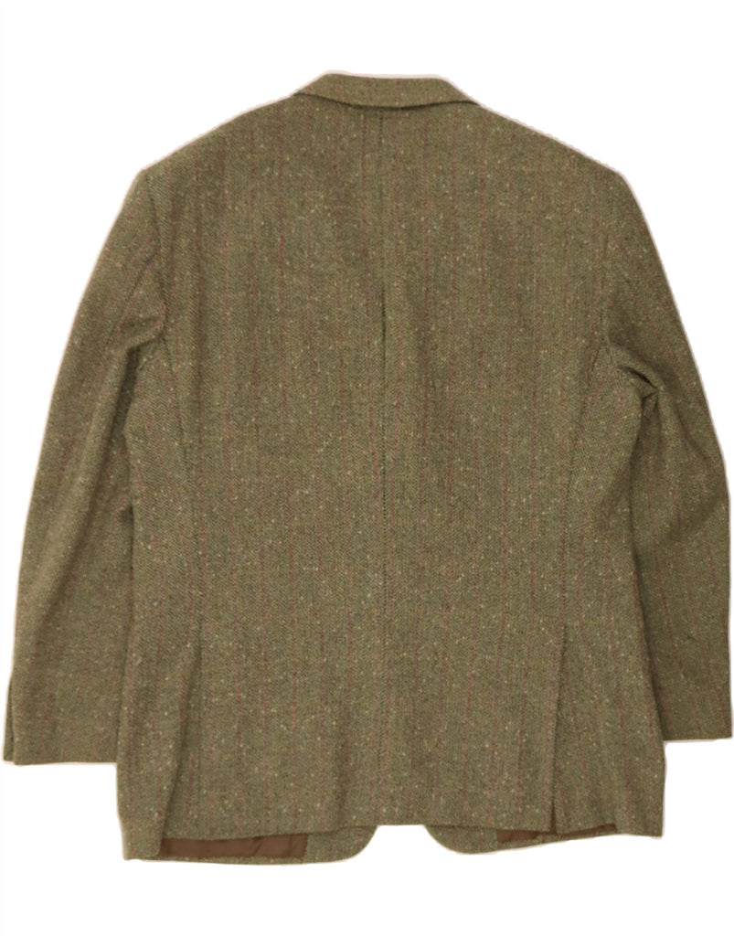 FERAUD Mens 3 Button Blazer Jacket IT 54 2XL Green Striped Wool Vintage Feraud and Second-Hand Feraud from Messina Hembry 