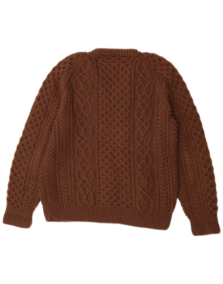 VINTAGE Pull col V femme UK 14 Large Marron