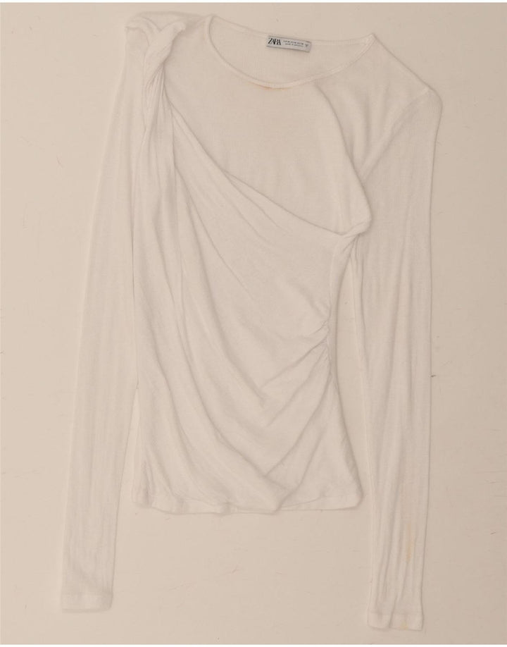 ZARA Womens Top Long Sleeve UK 12 Medium White Vintage Zara and Second-Hand Zara from Messina Hembry 
