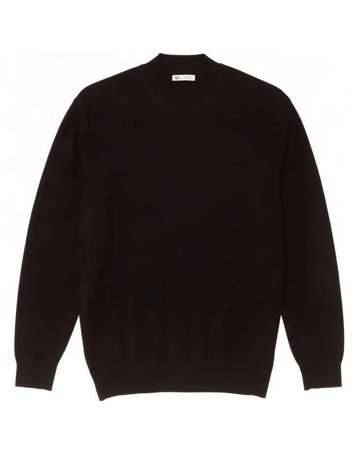Zara Pull col roulé pour homme Noir Taille L