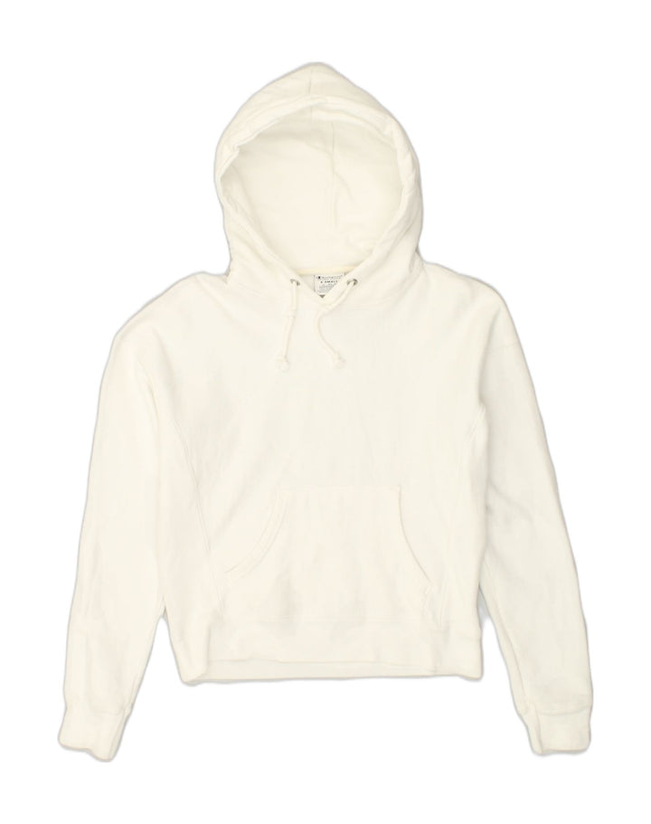 CHAMPION Womens Hoodie Jumper UK 6 XS White Cotton | Vintage Champion | Thrift | Second-Hand Champion | Used Clothing | Messina Hembry 
