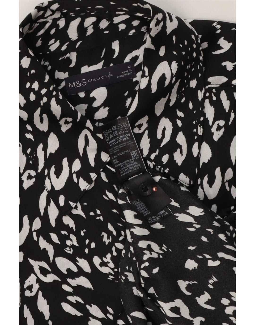 Marks & Spencer Chemisier pour femme UK 12 Medium Noir Imprimé animal