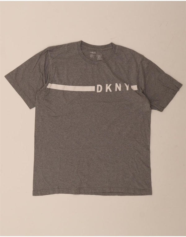 Dkny Mens Graphic T-Shirt Top Large Gris Colorblock Coton