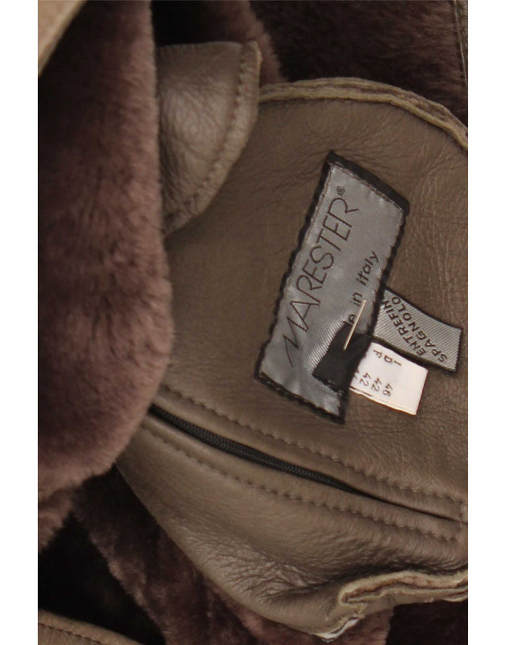 Marester Manteau en peau de mouton pour femme UK 14 Large Marron
