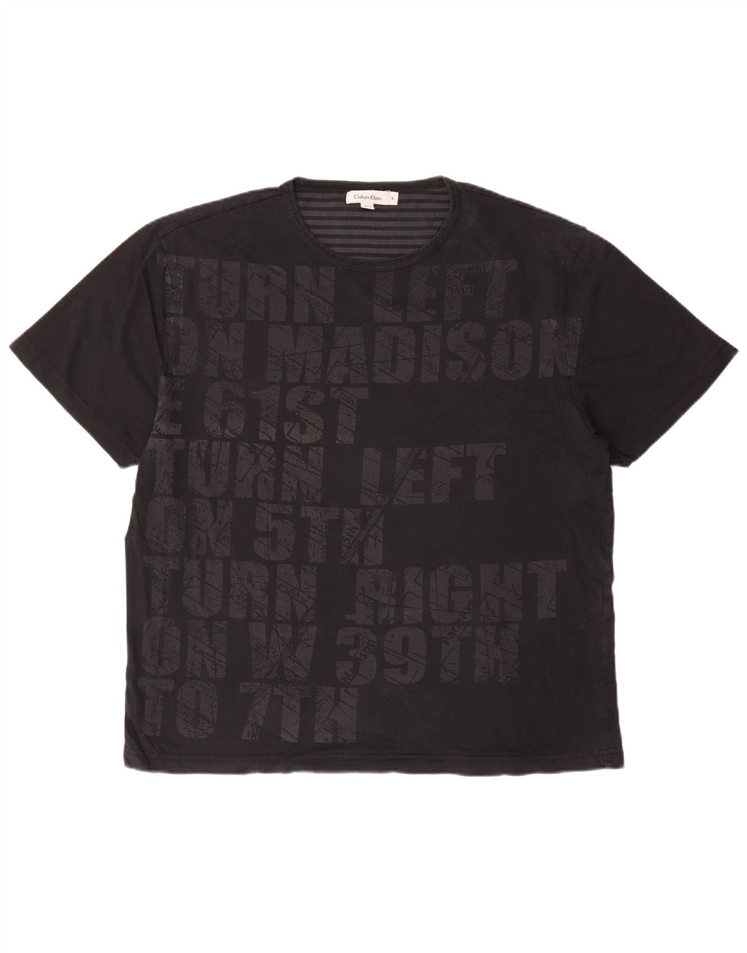 CALVIN KLEIN T-Shirt Graphique Homme Top XL Noir Coton