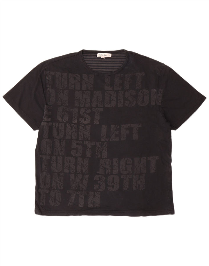 CALVIN KLEIN T-Shirt Graphique Homme Top XL Noir Coton