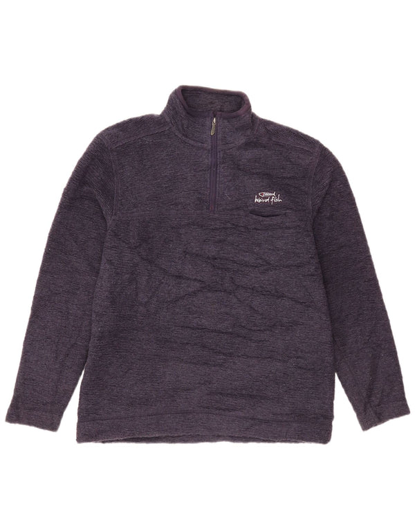 Weird Fish Mens Zip Neck Sweatshirt Jumper Large Purple Polyester
