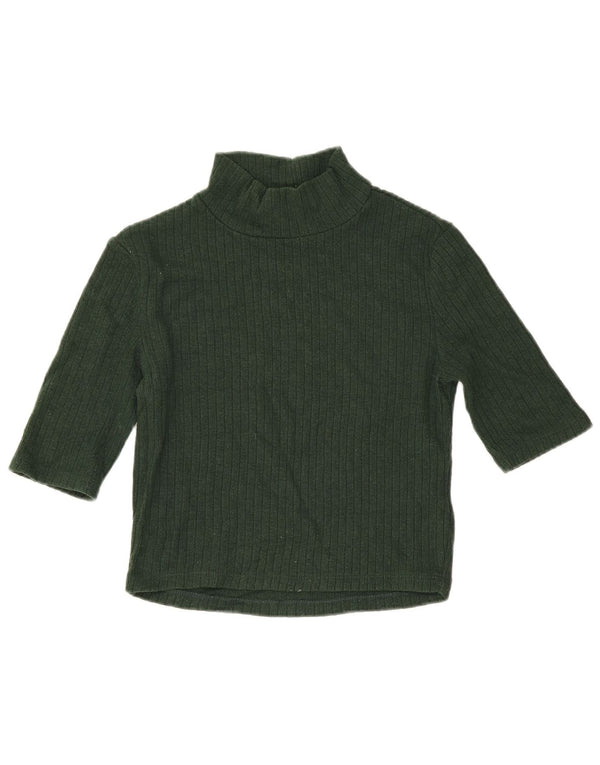 Zara Womens Crop Blouse Top UK 8 Small Vert Viscose