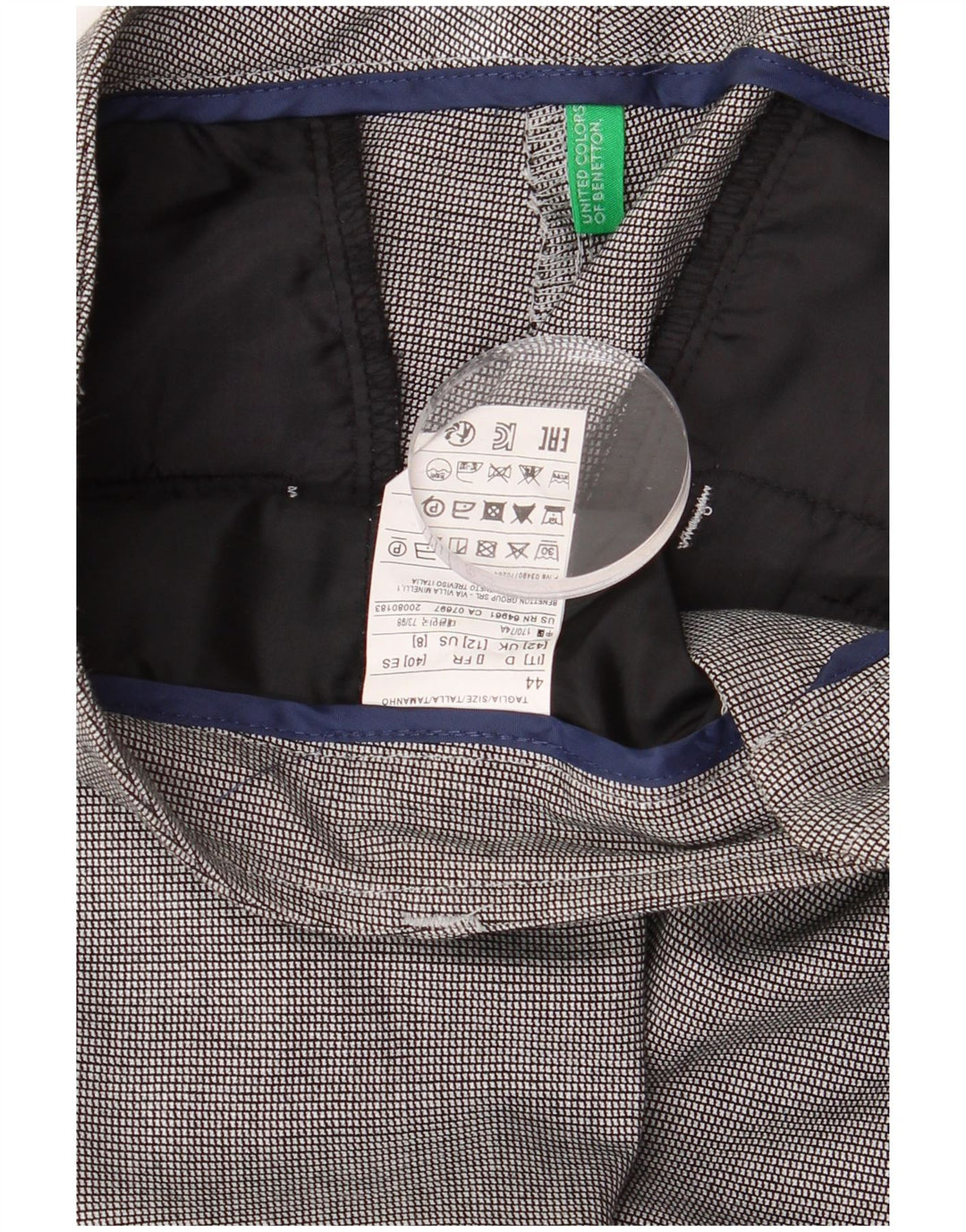 Benetton Pantalon de costume fuselé pour femme UK 12 Medium W32 L28 Gris pied-de-poule