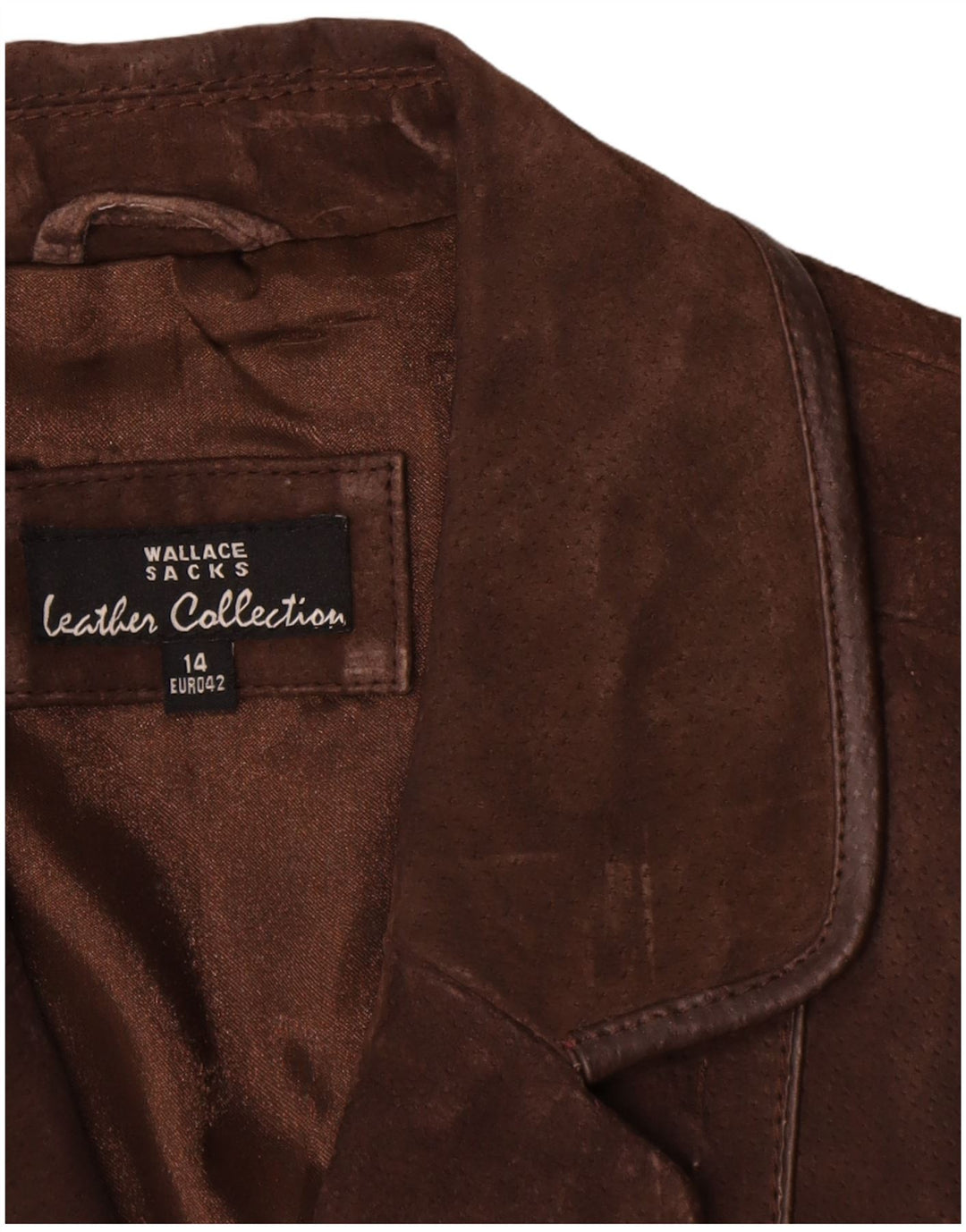 Wallace Sacks Manteau en daim pour femme UK 14 Grand cuir marron