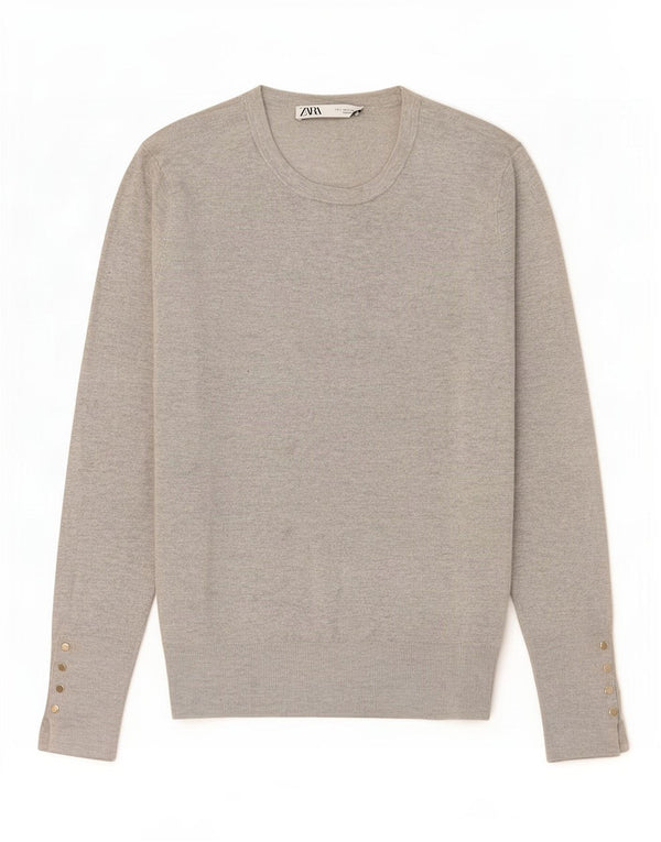 Zara Pull col bateau pour femme UK 14 Large Gris