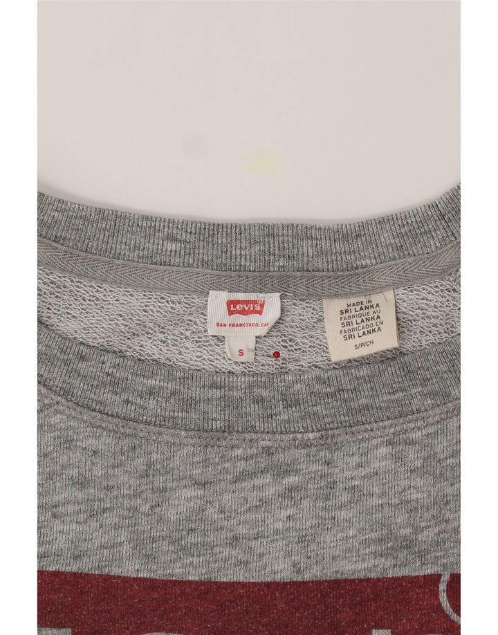 LEVI'S Womens Oversized Graphic Sweatshirt Jumper UK 10 Small Grey Cotton Vintage Levi's and Second-Hand Levi's from Messina Hembry 